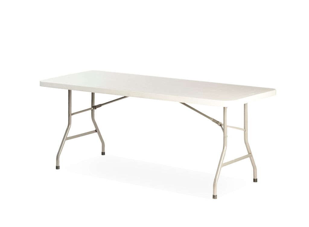 Resin table with folding legs